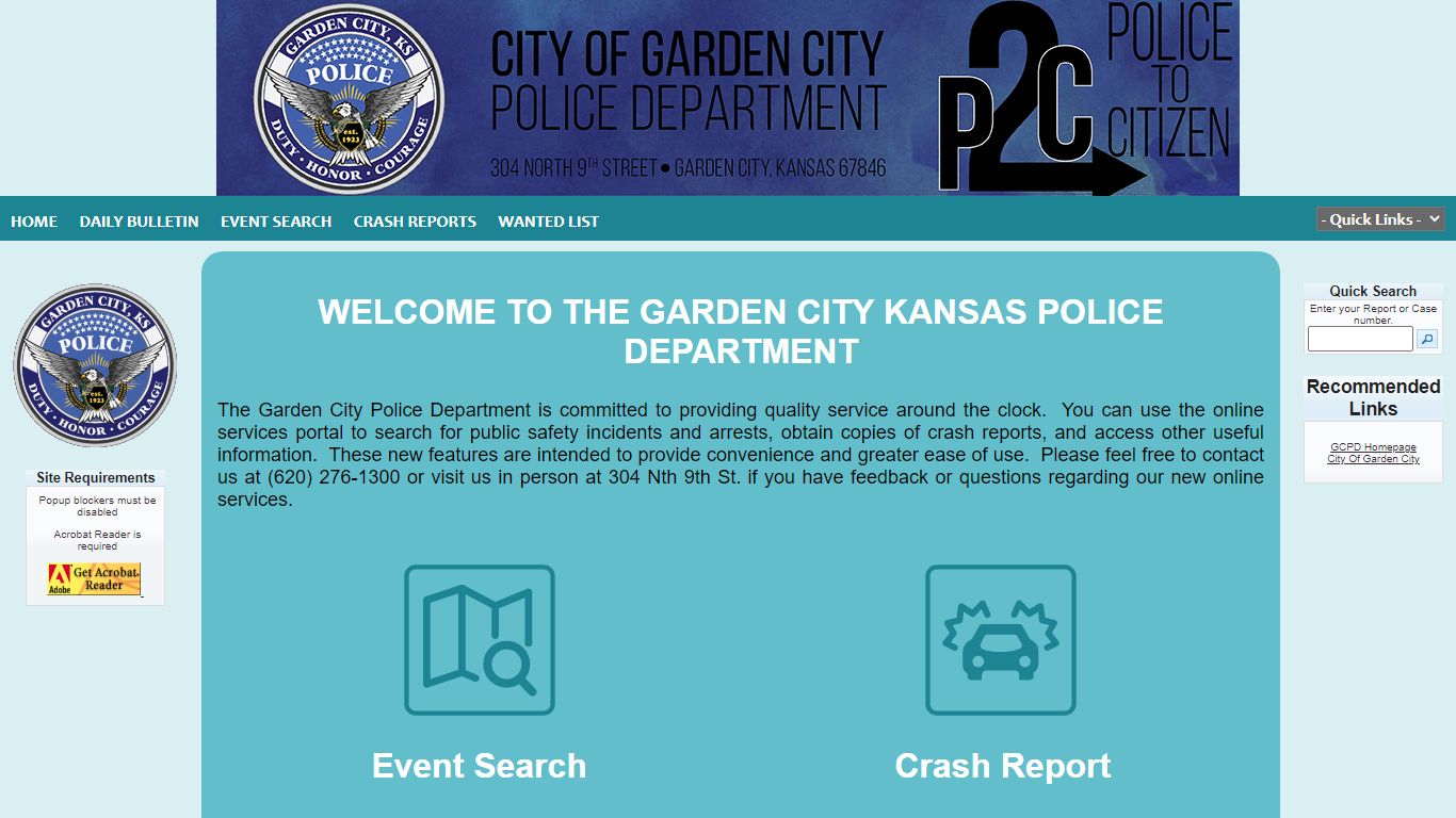 Garden City Police Department P2C - provided by OSSI